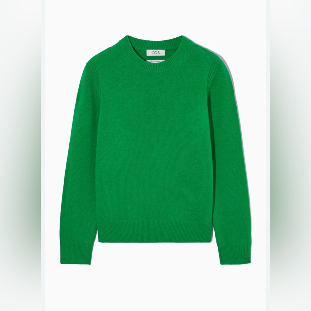 NWT! COS 100% CASHMERE crew neck pullover SWEATER in green Sz Xs - Picture 2 of 12
